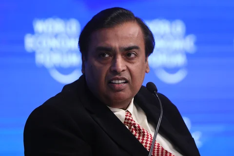 Mukesh Ambani, billionaire, chairman and managing director of Reliance Industries, pauses during a panel session at the World Economic Forum (WEF) in Davos, Switzerland. (Photographer: Simon Dawson/Bloomberg) 