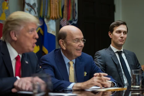 Jared Kushner listens during a meeting with Wilbur Ross and Donald Trump at the White House in Washington, D.C. on February 2, 2017.(Photographer: Drew Angerer/Pool via Bloomberg)