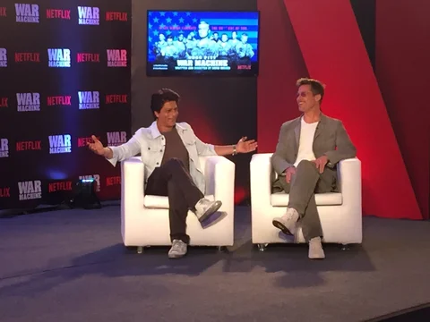 SRK chats with Brad Pitt. (Photo courtesy: Twitter)