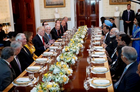 U.S. President Donald Trump speaks during a dinner with Indian Prime Minister Narendra Modi at the White House in Washington D.C., on June 26, 2017. (Photograph: AP/PTI)