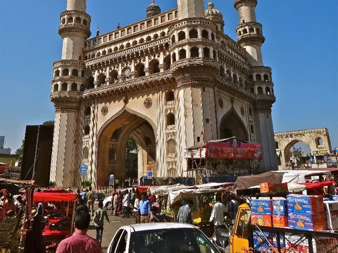 The market around the Charminar, in Hyderabad, India. (Photograph: Raj Bhala)