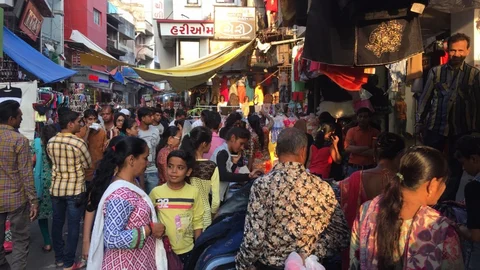 The bustling Chowk Bazaar in Surat, Gujarat. 