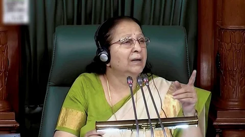 Lok Sabha Speaker Sumitra Mahajan conducts proceedings of the Lower House of India’s Parliament. (Photograph: PTI)