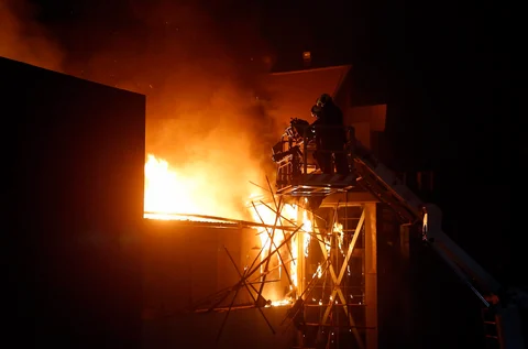 Rescue team carry out operation after the fire broke out on Friday. (Source: PTI)