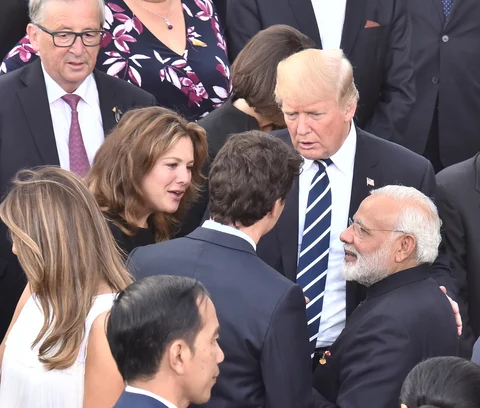 Prime Minister Narendra Modi with the Leaders’ of G-20 Nations, at Hamburg, Germany on July 7, 2017. (Photograph: PIB)