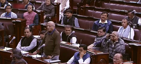 CPI (M) MP T.K. Rangarajan speaks in the Rajya Sabha, in New Delhi on Wednesday. (Image: PTI)