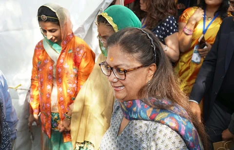 Rajasthan Chief Minister Vasundhara Raje during the Jaipur Literature Festival 2018 at in Jaipur on Jan. 29, 2018. (Photograph: PTI)