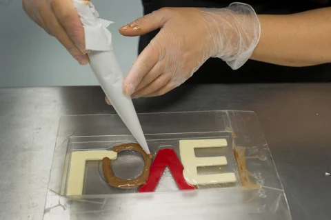 Jacques Torres creates Valentine’s Day chocolates in his factory in New York, U.S. (Photographer: Ron Antonelli/Bloomberg)