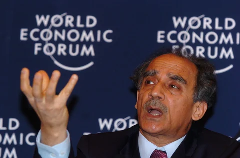 Arun Shourie, then India’s minister of disinvestment, is seen during a panel discussion at the World Economic Forum in Davos, Switzerland, January 24, 2004. (Photographer: Axel Seidemann/Bloomberg News)