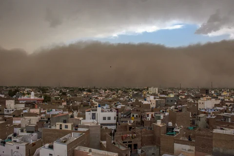 A dust storm approaches the city of Bikaner on Wednesday. (Source: PTI)