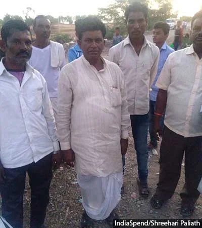 <em>Laxman Rathore’s farm pond in his 5-acre farm in Horuncha Tanda, Yadgir, dug through Krishi Bhagya scheme, has helped him store rainwater and borewell water when it doesn’t rain. But the initial cost of Rs 20,000-Rs 30,000 is often unaffordable for small and marginal farmers like him, he said. At the same time, as a beneficiary of Anna Bhagya, he has no complaints.</em>