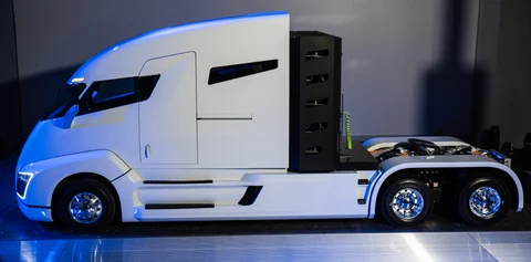 The Nicola One hydrogen-powered semi truck. (Photographer: Jordan Rich/Nikola Motor Company)