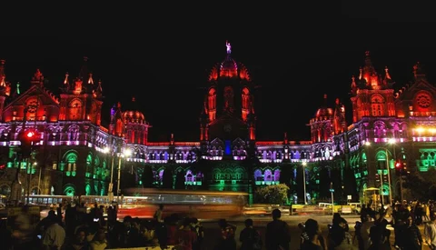 Chhatrapati Shivaji Maharaj Terminus railway station on the Independence Day eve. (Source: BloombergQuint)
