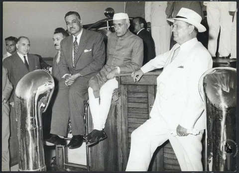 The founders of the Non-Aligned Movement Gamal Abdel Nasser, Jawaharalal Nehru, and Marshal Josip Broz Tito, in Belgrade, Yugoslavia, in 1961. (Photograph: Nehru Memorial Museum & Library / Government of India)