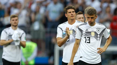 The German football team after losing its FIFA World Cup 2018 opener to Mexico on Sunday, June 17, 2018. (Photograph: AP/PTI)