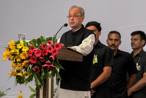 Former president Pranab Mukherjee speaks during the closing ceremony of ‘Tritiya Varsha Sangh Shiksha Varg’, in Nagpur on June 7, 2018. (Photograph: PTI)