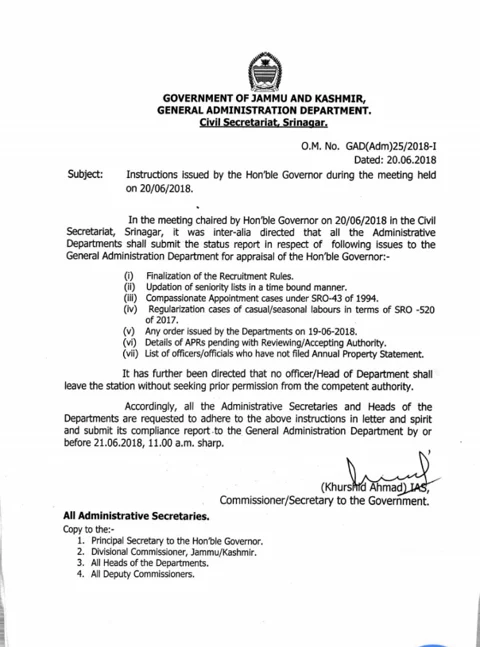 J&K Under Governor’s Rule After BJP Ends Coalition Govt With PDP