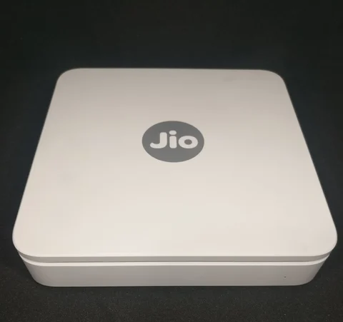 JioGigaFiber modem arranged for a photograph. (Photographer: Anirudh Saligrama/BloombergQuint)
