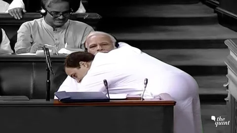 Rahul Gandhi hugs the Prime Minister during the No-Confidence Motion In Lok Sabha. 