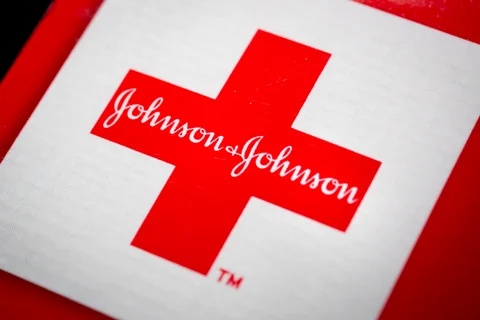 The Johnson & Johnson logo is arranged for a photograph in New York, U.S. (Photographer: Scott Eells/Bloomberg)