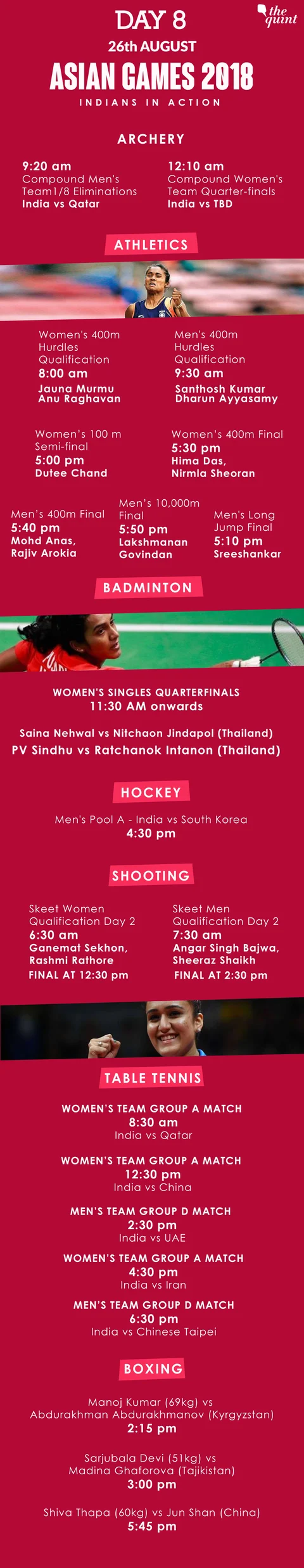Day 8, Asian Games: Dutee Chand Wins Silver in 100m, Sindhu in SF