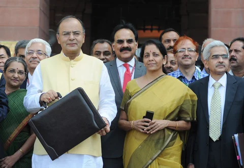 Finance Minister Arun Jaitley, before the first union budget of the Modi government, on July 10, 2014. (Photograph: PIB)