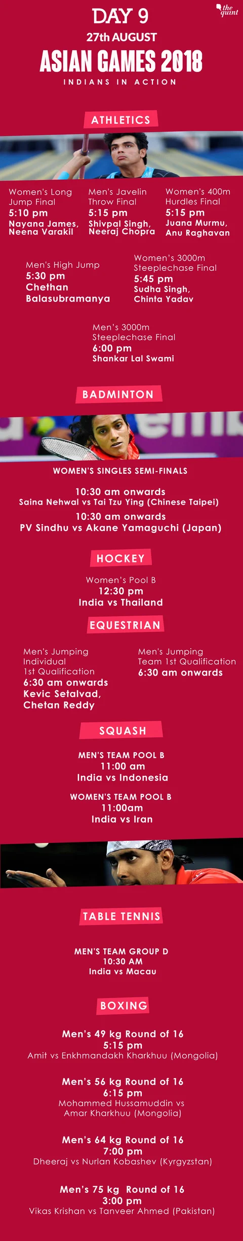 Day 9, Asian Games: Neeraj Wins Gold, Indian Men’s TT Team Win QF