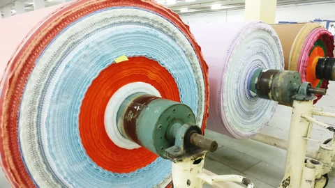 A textile roll at Arvind Ltd.’s Santej manufacturing plant in Gujarat. (Photographer: Rajendra Giri/BloombergQuint)