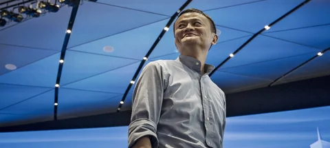Jack Ma, chairman of Alibaba Group Holding Ltd., reacts to a question during a Bloomberg Television interview at the company’s headquarters in Hangzhou, China (Photographer: Qilai Shen/Bloomberg) 