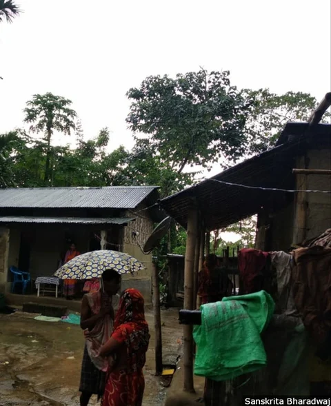 Outside Santi Rani Chand’s house in Dimlarpar village, Baksa, Assam.