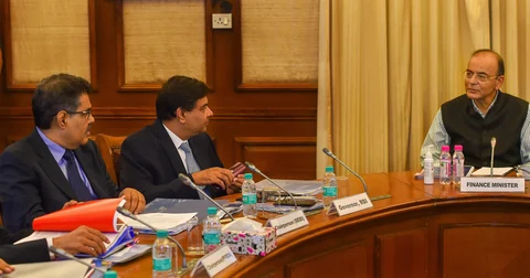 Finance Minister Arun Jaitley with RBI Governor Urjit Patel and SEBI Chairman Ajay Tyagi, in New Delhi, on Oct. 30, 2018. (Photograph: PTI)