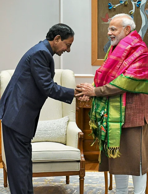 Telangana Chief Minister K Chandrashekar Rao meets Prime Minister Narendra Modi in New Delhi on 26th December. Photo: PTI