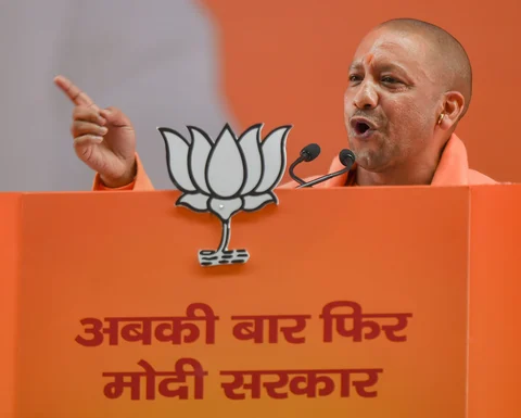 Yogi Adityanath addresses the BJP National Convention in New Delhi, on Jan. 12, 2019. (Photograph: PTI)