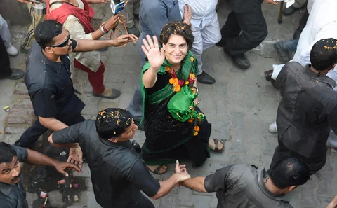 Priyanka Gandhi Vadra at a road show in Amethi, Uttar Pradesh, on May 4, 2014. (Photographer: Atul Yadav/PTI)