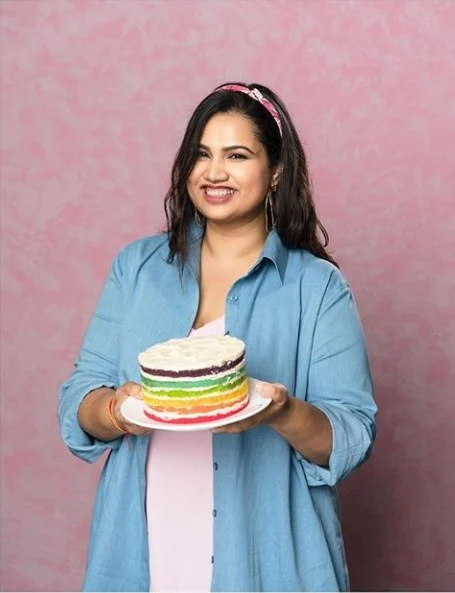 Pooja Dhingra at the launch of her book Can’t Believe It’s Eggless. (Image courtesy: official instagram page of Pooja Dhingra) 