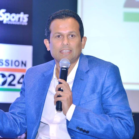 Gaurav Natekar, founder, Natekar sports and fitness speaks at a CSR conclave on sports. (Image courtesy: Gaurav Natekar).