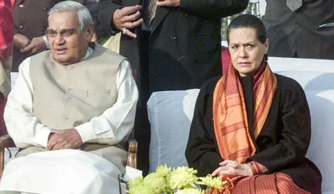 File photo of Atal Bihari Vajpayee with Sonia Gandhi. (Photograph: PTI)