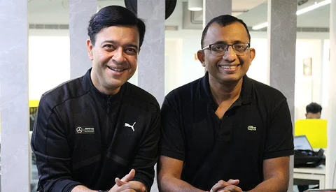 Dailyhunt Founder Virendra Gupta (R) and President Umang Bedi. (Source: Dailyhunt)