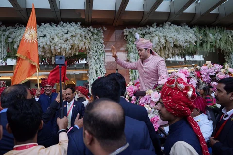 Akash Ambani at his wedding.