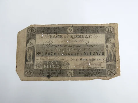 A 10 rupee Bank of Bombay note from 1861. (Photograph: Auckland Museum)