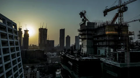 Commercial and residential towers under construction in the Lower Parel area of Mumbai. (Photographer: Dhiraj Singh/Bloomberg)