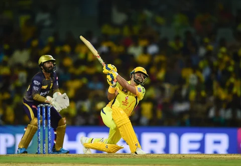 Chennai Super Kings batsman Suresh Raina plays a shot during Indian Premier League 2019 match at MA Chidambaram Stadium in Chennai. (PTI Photo/R Senthil Kumar)