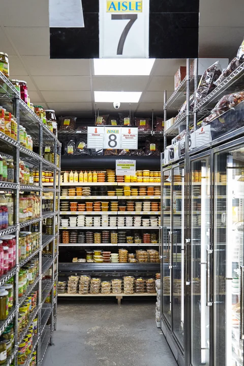 The two-story Kalustyan’s packs its shelves with hard-to-find products from all over the world; fans call it the best grocery store in America. 