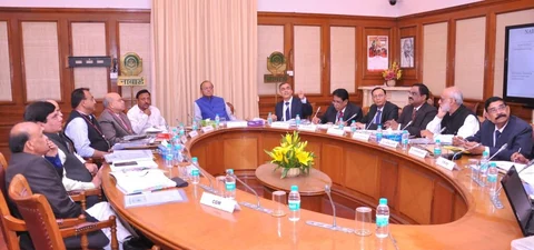 Finance Minister Arun Jaitley chairing the NABARD board meeting in New Delhi, on Feb. 26, 2018. (Photograph: Arun Jaitley/Twitter)