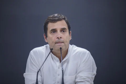 Rahul Gandhi, president of the Congress Party,conceding defeat at the party’s headquarters in New Delhi, on Thursday, May 23, 2019. (Photographer: Prashanth Vishwanathan/Bloomberg)