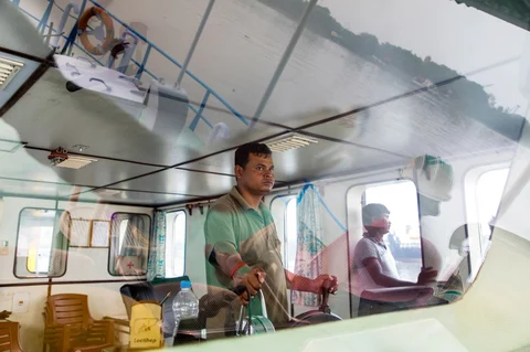 Kanhai Debnath is a shipmaster who regularly navigates the Port of Kolkata. (Photographer: Anshika Varma for Bloomberg Businessweek) 
