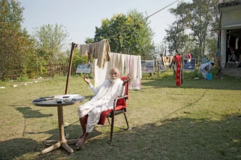 Swami Shivanand Saraswati, founder of the Matri Sadan ashram in Haridwar. (Photographer: Anshika Varma for Bloomberg Businessweek)