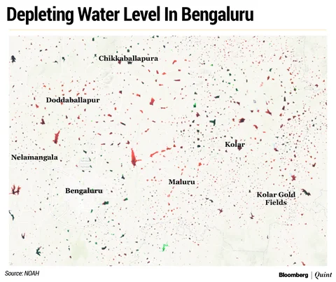Several water bodies around Bengaluru have gone dry or reduced considerably in size, according to satellite data. (Source: NOAH)