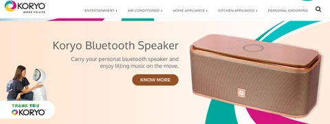 Future Retail’s Koryo sells private label bluetooth speakers as well. (Image: Screengrab from Koryo website)