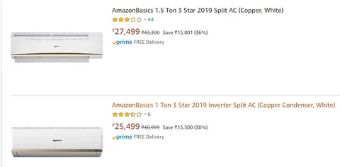 AmazonBasics air conditioners retail on amazon.com. (Image: Screengrab from Amazon website)